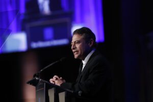 Peter Diamandis, Founder and Executive Chairman of the XPRIZE Foundation, offers special remarks at The Hellenic Initiative Gala.